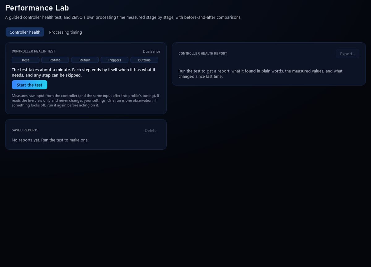 Performance Lab: health test and processing timing.